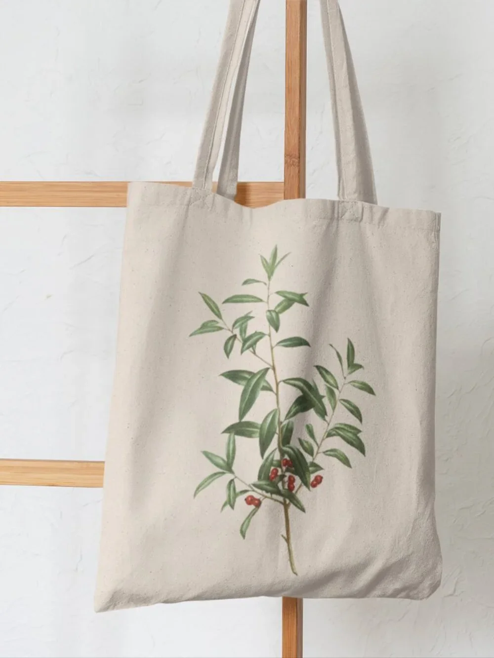 Alabama Dahoon Vintage Botanical Print Graphic Canvas Tote Bag